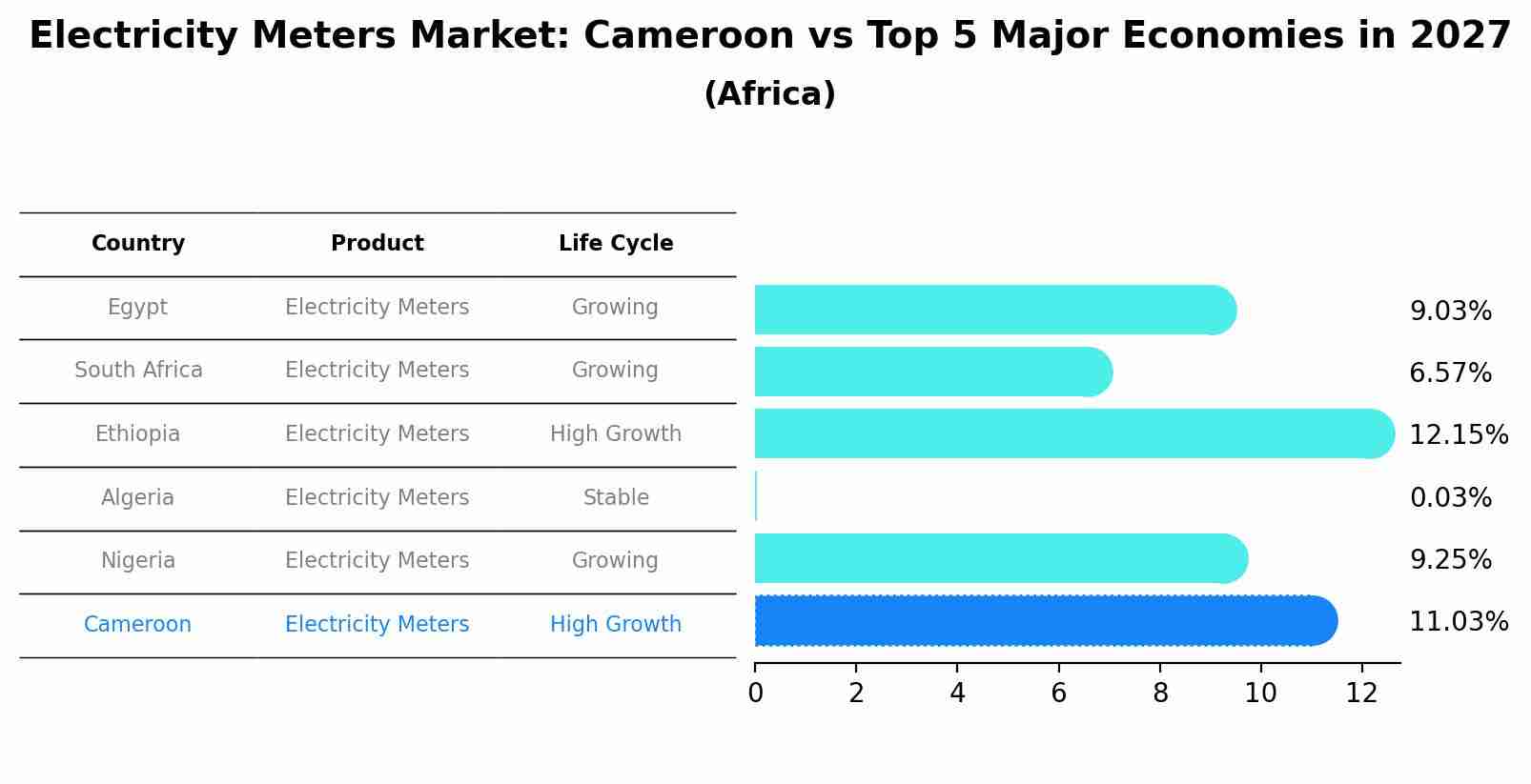 Electricity Meters Market: Cameroon vs Top 5 Major Economies in 2027 (Africa)