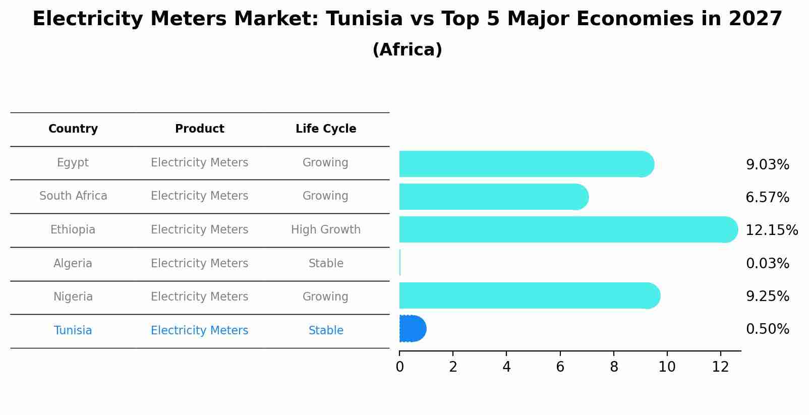 Electricity Meters Market: Tunisia vs Top 5 Major Economies in 2027 (Africa)