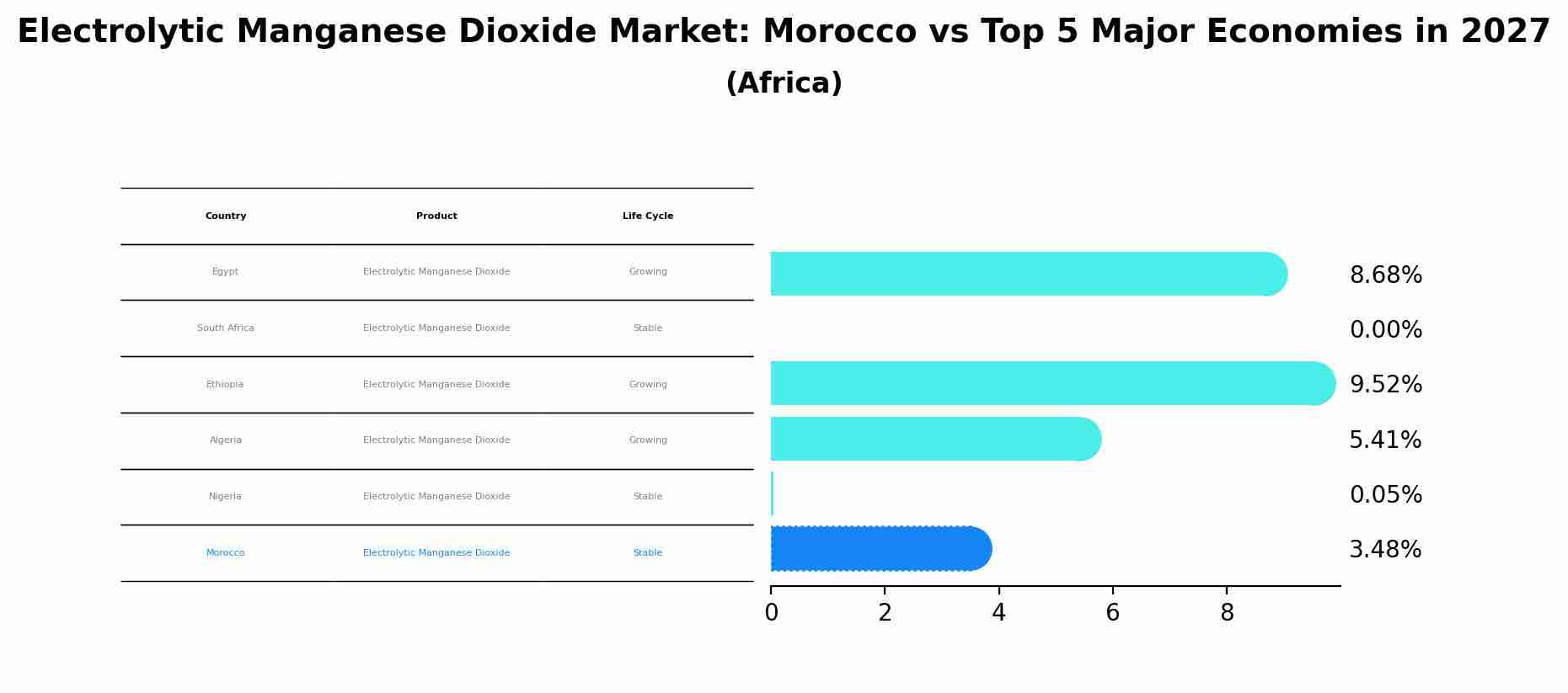 Electrolytic Manganese Dioxide Market: Morocco vs Top 5 Major Economies in 2027 (Africa)