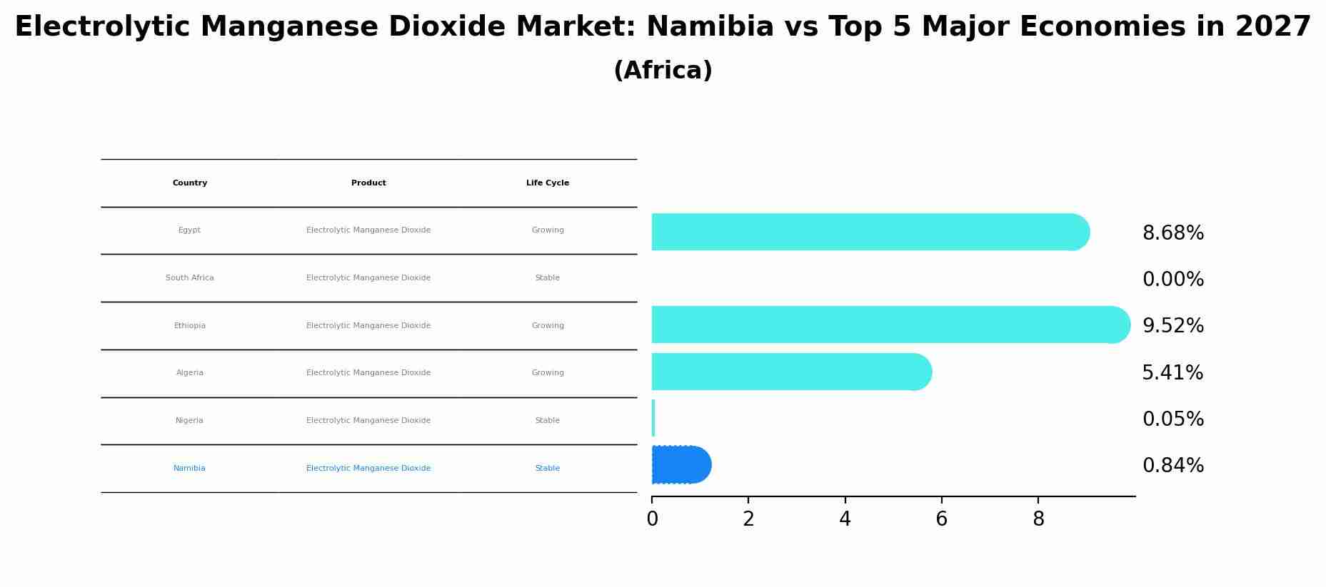 Electrolytic Manganese Dioxide Market: Namibia vs Top 5 Major Economies in 2027 (Africa)