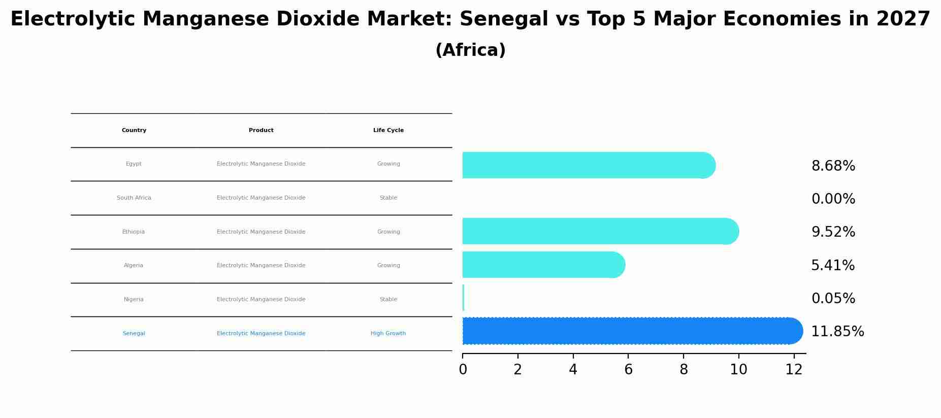 Electrolytic Manganese Dioxide Market: Senegal vs Top 5 Major Economies in 2027 (Africa)