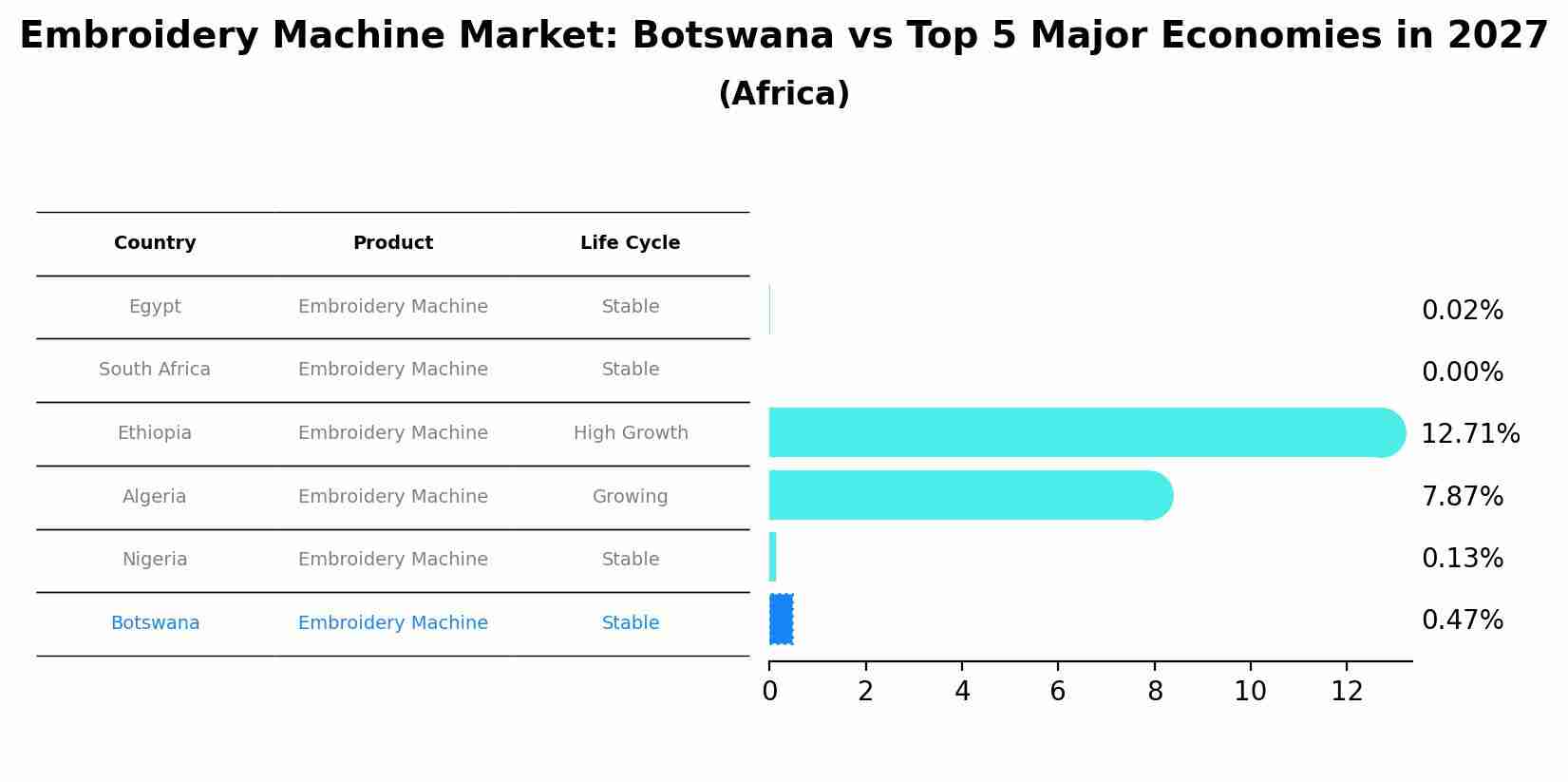 Embroidery Machine Market: Botswana vs Top 5 Major Economies in 2027 (Africa)