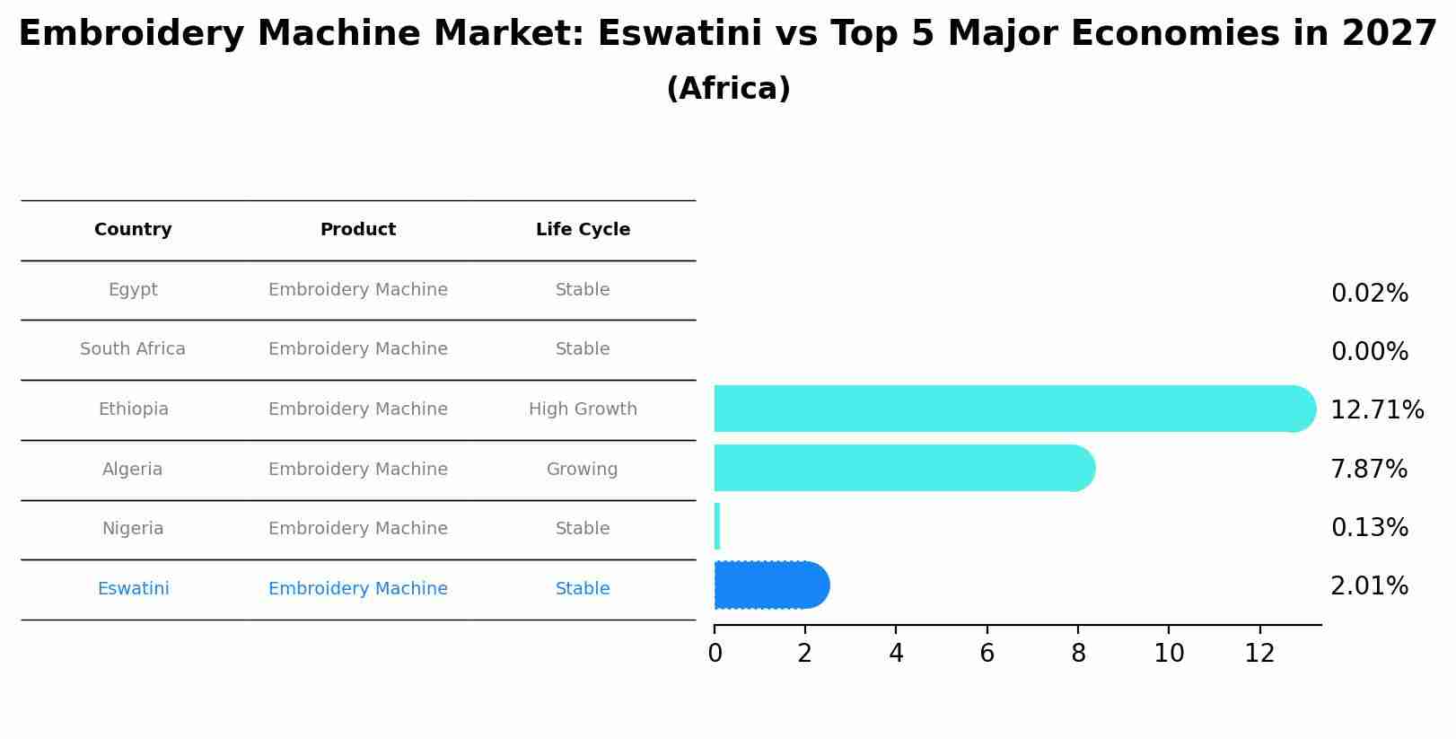 Embroidery Machine Market: Eswatini vs Top 5 Major Economies in 2027 (Africa)