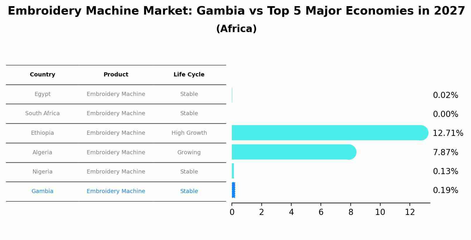 Embroidery Machine Market: Gambia vs Top 5 Major Economies in 2027 (Africa)