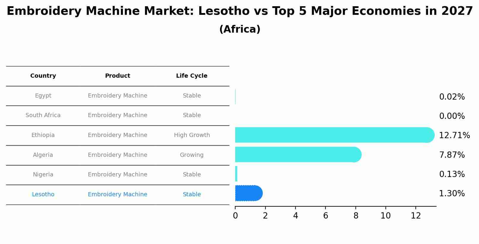 Embroidery Machine Market: Lesotho vs Top 5 Major Economies in 2027 (Africa)