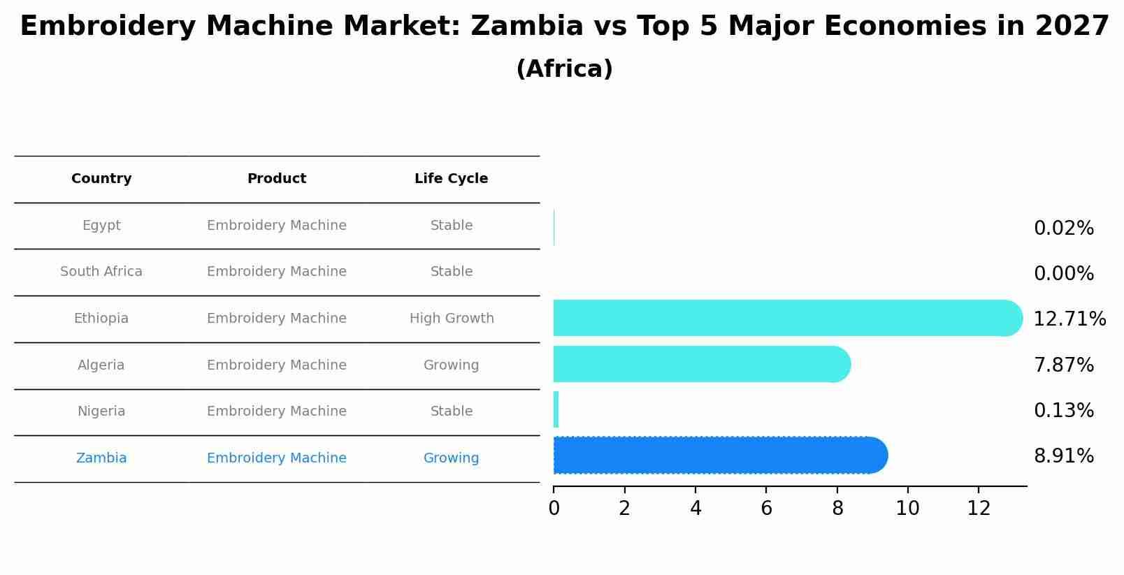 Embroidery Machine Market: Zambia vs Top 5 Major Economies in 2027 (Africa)