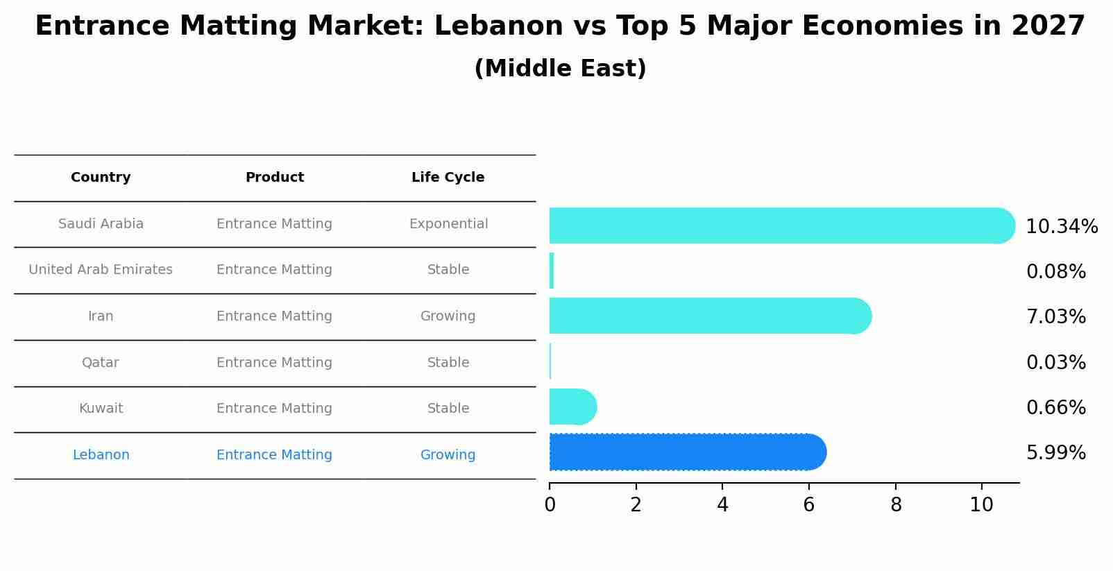 Entrance Matting Market: Lebanon vs Top 5 Major Economies in 2027 (Middle East)