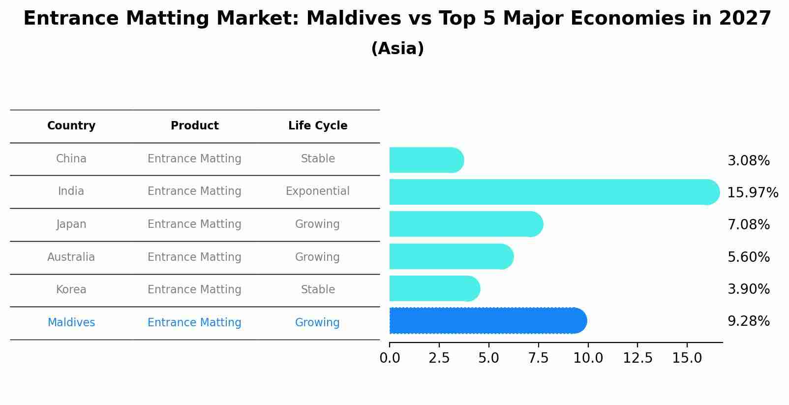 Entrance Matting Market: Maldives vs Top 5 Major Economies in 2027 (Asia)