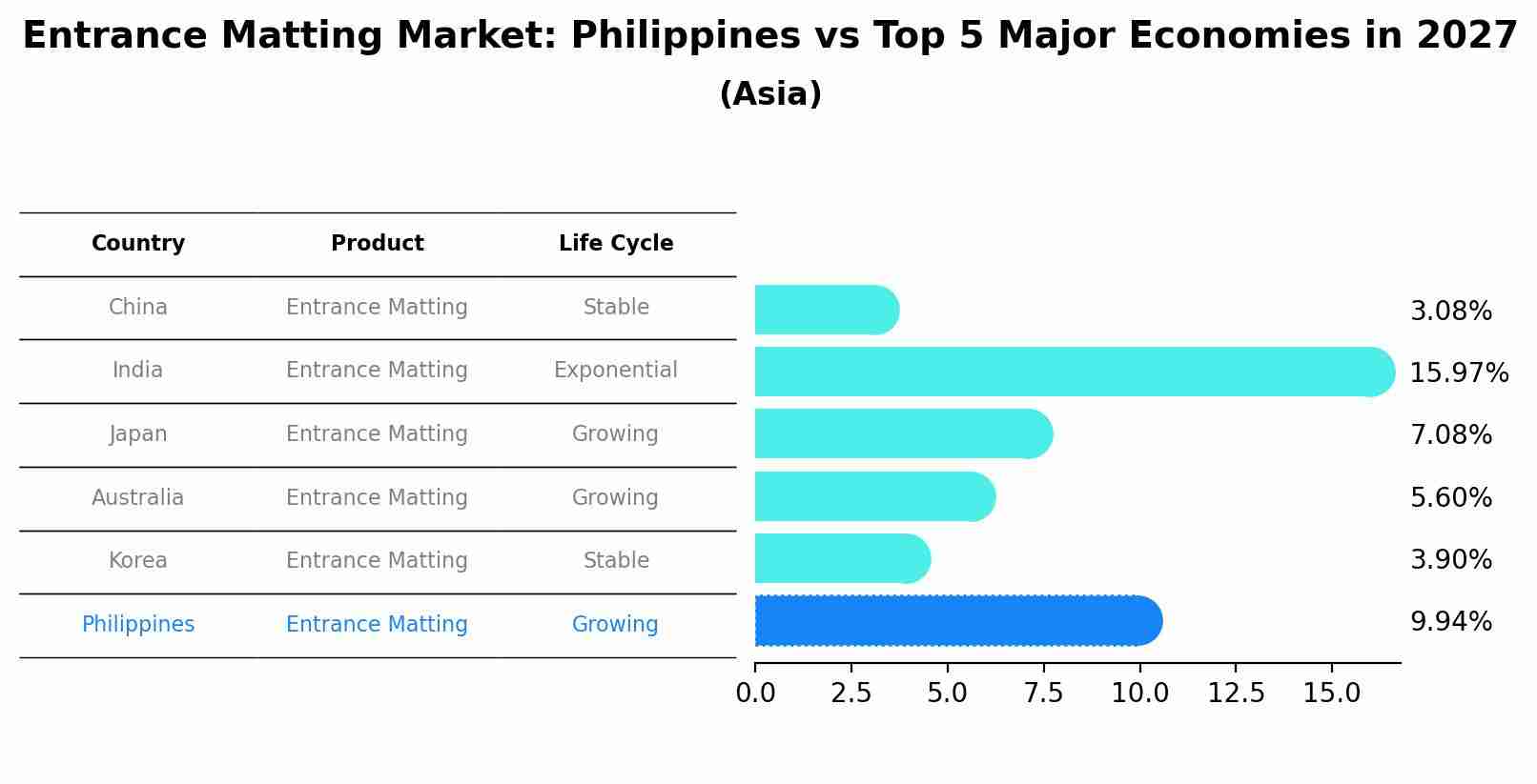 Entrance Matting Market: Philippines vs Top 5 Major Economies in 2027 (Asia)