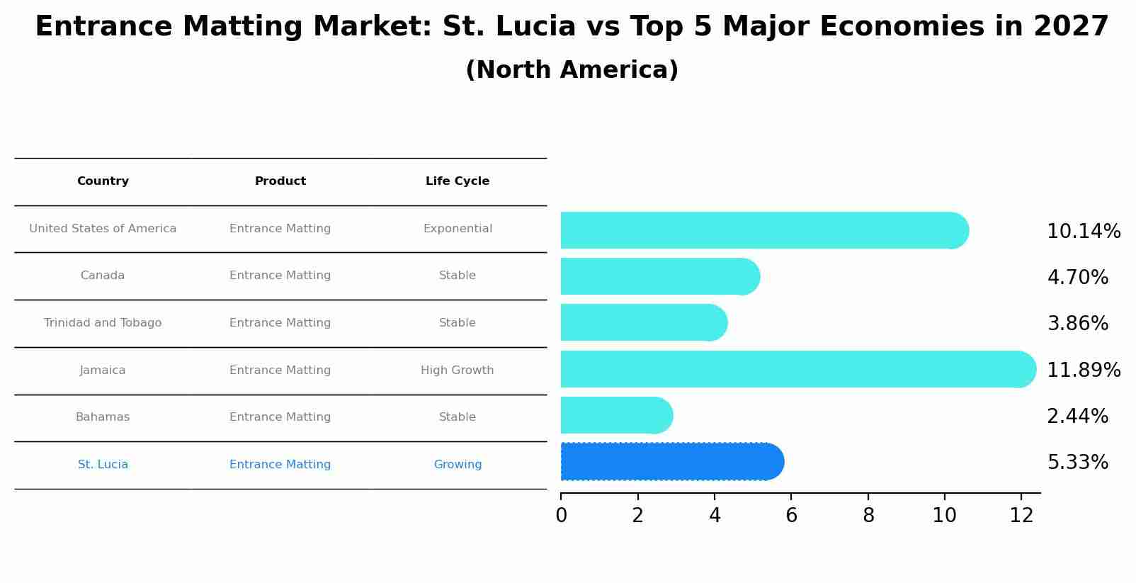 Entrance Matting Market: St. Lucia vs Top 5 Major Economies in 2027 (North America)