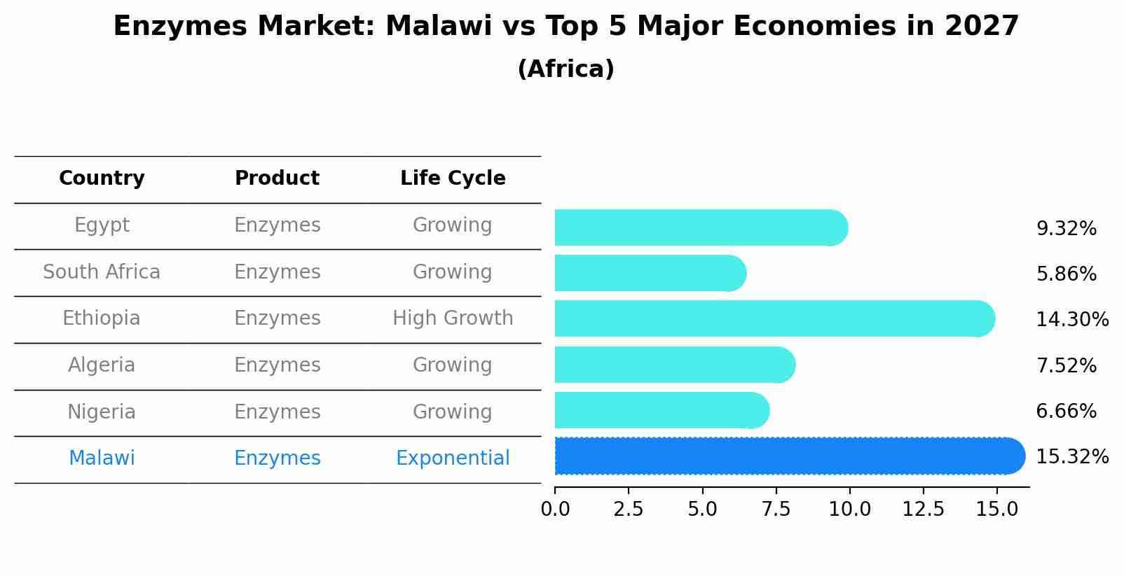 Enzymes Market: Malawi vs Top 5 Major Economies in 2027 (Africa)