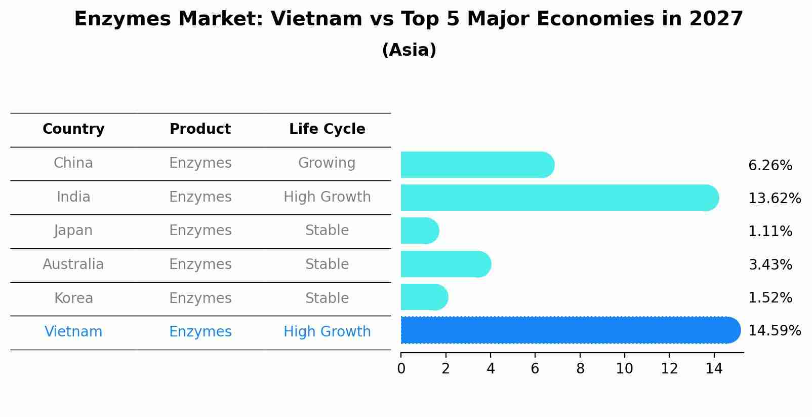 Enzymes Market: Vietnam vs Top 5 Major Economies in 2027 (Asia)