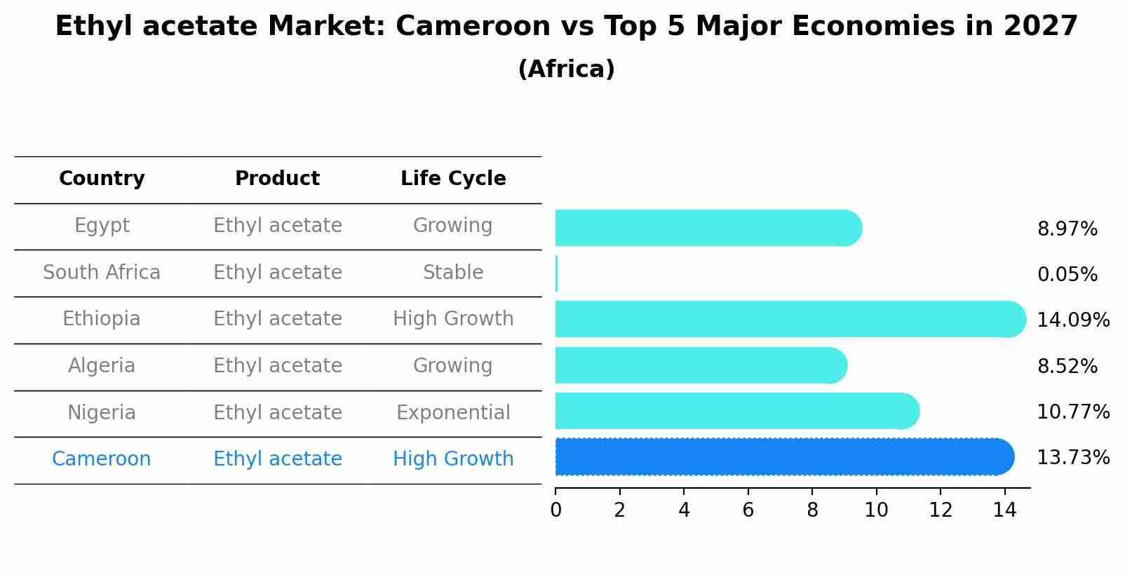 Ethyl acetate Market: Cameroon vs Top 5 Major Economies in 2027 (Africa)