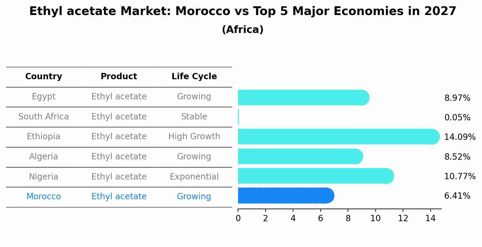 Ethyl acetate Market: Morocco vs Top 5 Major Economies in 2027 (Africa)