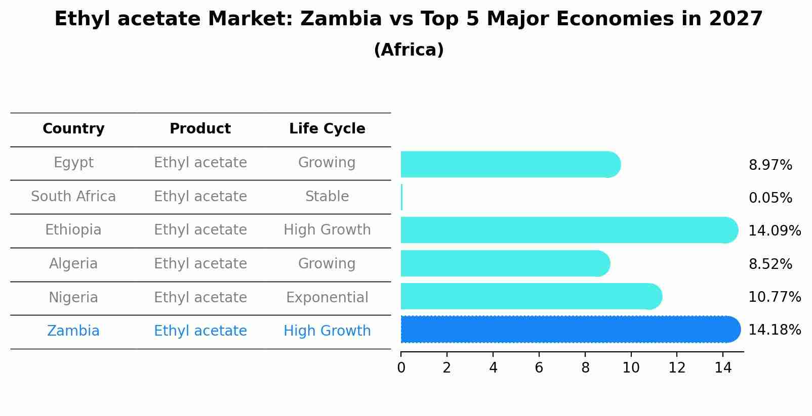 Ethyl acetate Market: Zambia vs Top 5 Major Economies in 2027 (Africa)