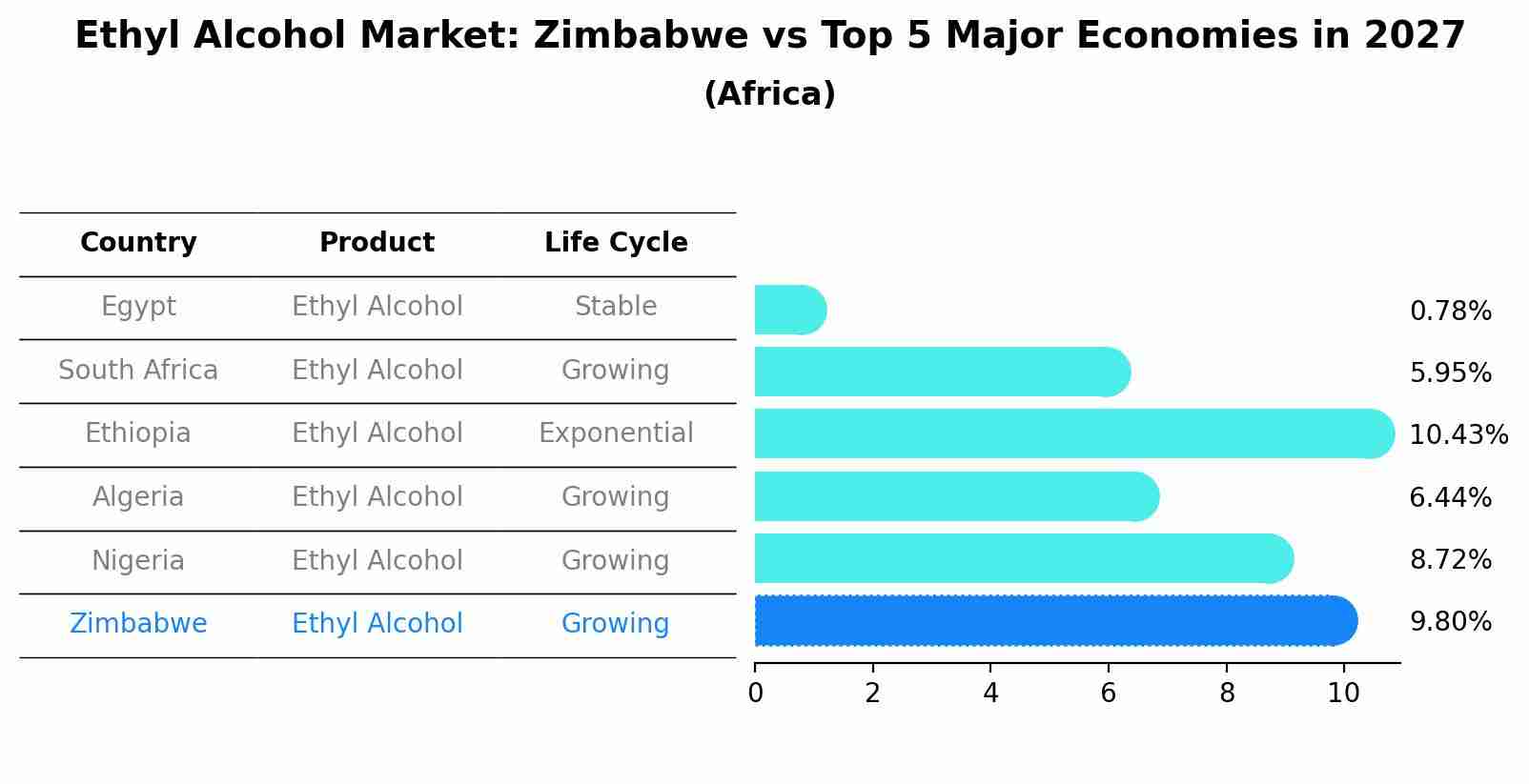 Ethyl Alcohol Market: Zimbabwe vs Top 5 Major Economies in 2027 (Africa)