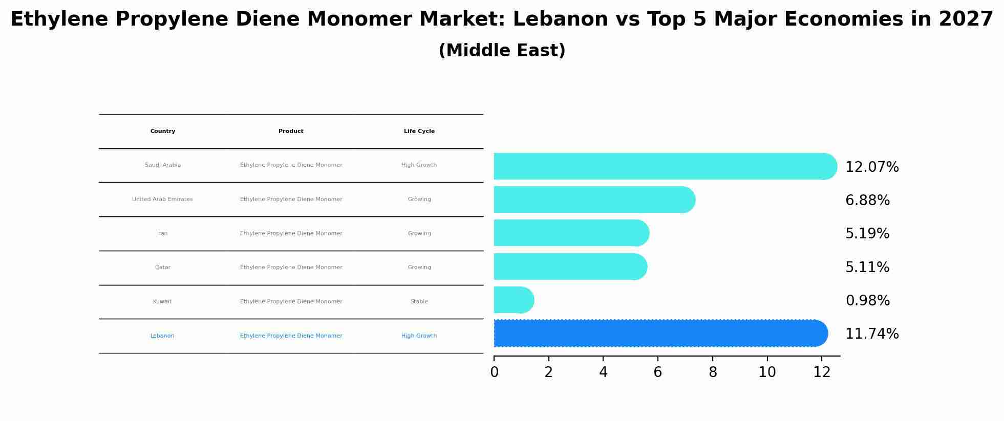 Ethylene Propylene Diene Monomer Market: Lebanon vs Top 5 Major Economies in 2027 (Middle East)