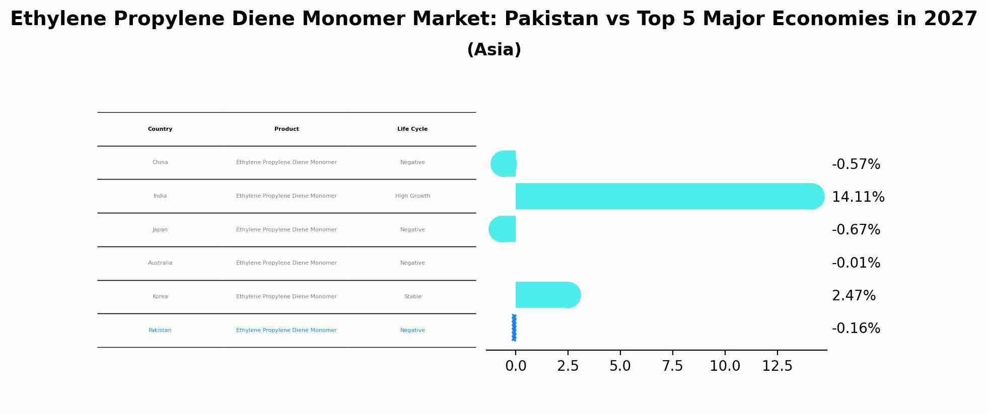Ethylene Propylene Diene Monomer Market: Pakistan vs Top 5 Major Economies in 2027 (Asia)
