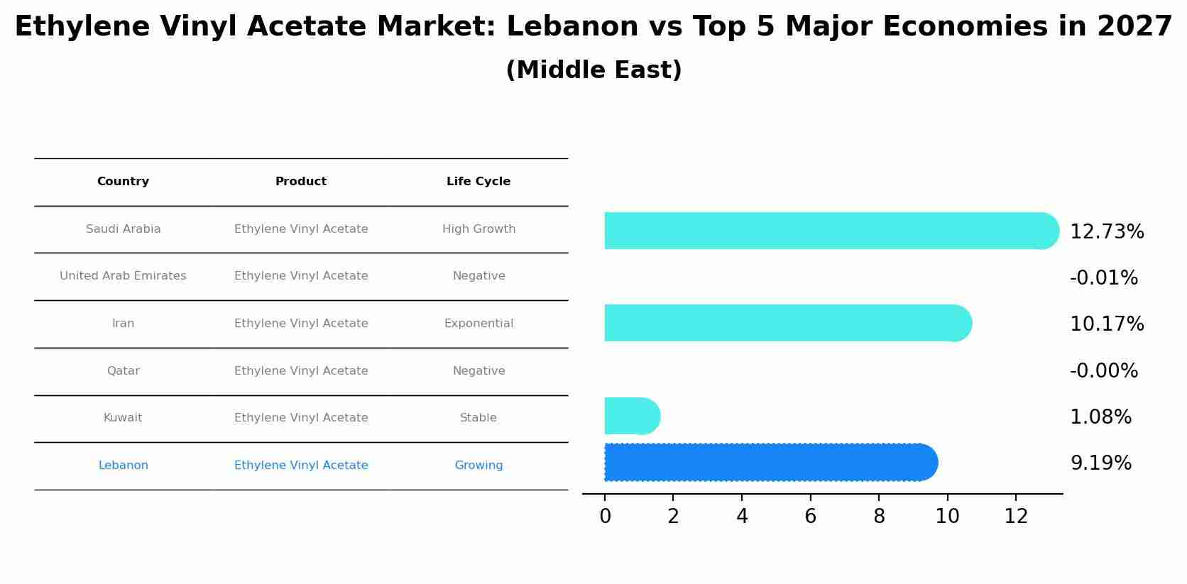 Ethylene Vinyl Acetate Market: Lebanon vs Top 5 Major Economies in 2027 (Middle East)