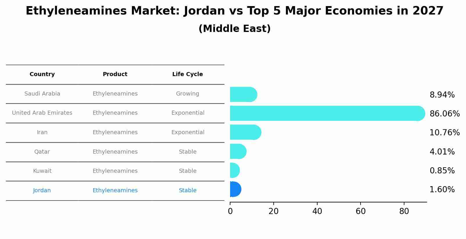 Ethyleneamines Market: Jordan vs Top 5 Major Economies in 2027 (Middle East)