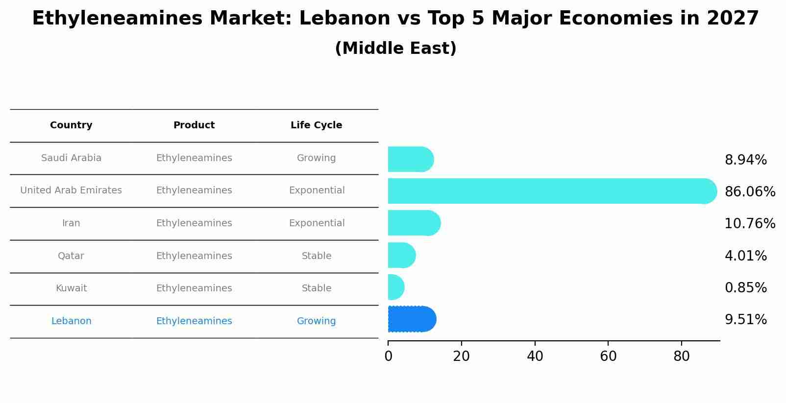 Ethyleneamines Market: Lebanon vs Top 5 Major Economies in 2027 (Middle East)