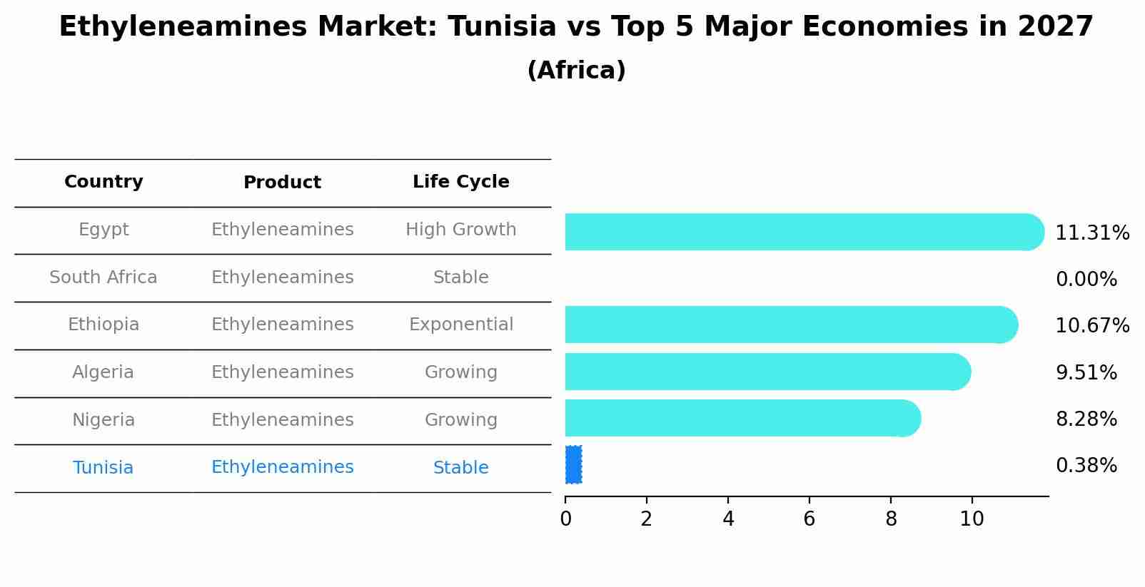 Ethyleneamines Market: Tunisia vs Top 5 Major Economies in 2027 (Africa)