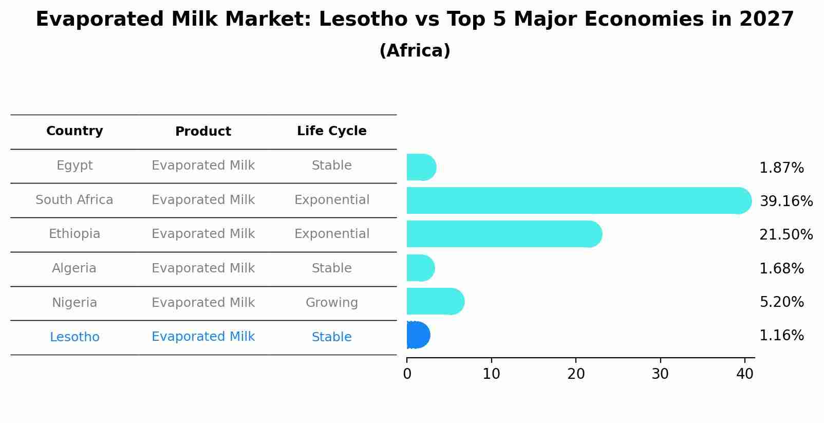 Evaporated Milk Market: Lesotho vs Top 5 Major Economies in 2027 (Africa)
