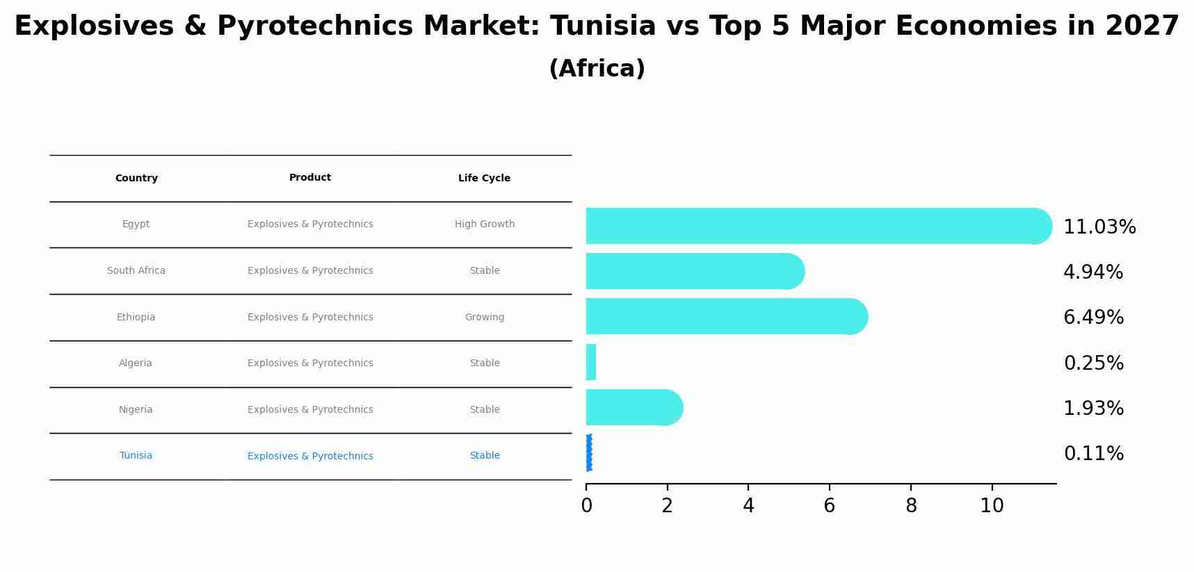Explosives & Pyrotechnics Market: Tunisia vs Top 5 Major Economies in 2027 (Africa)
