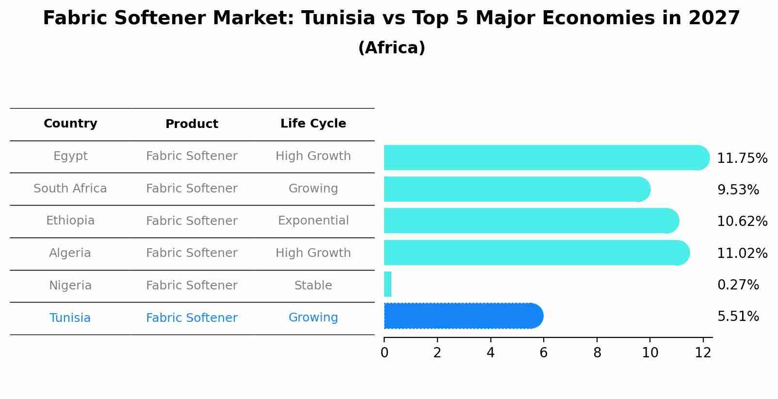Fabric Softener Market: Tunisia vs Top 5 Major Economies in 2027 (Africa)