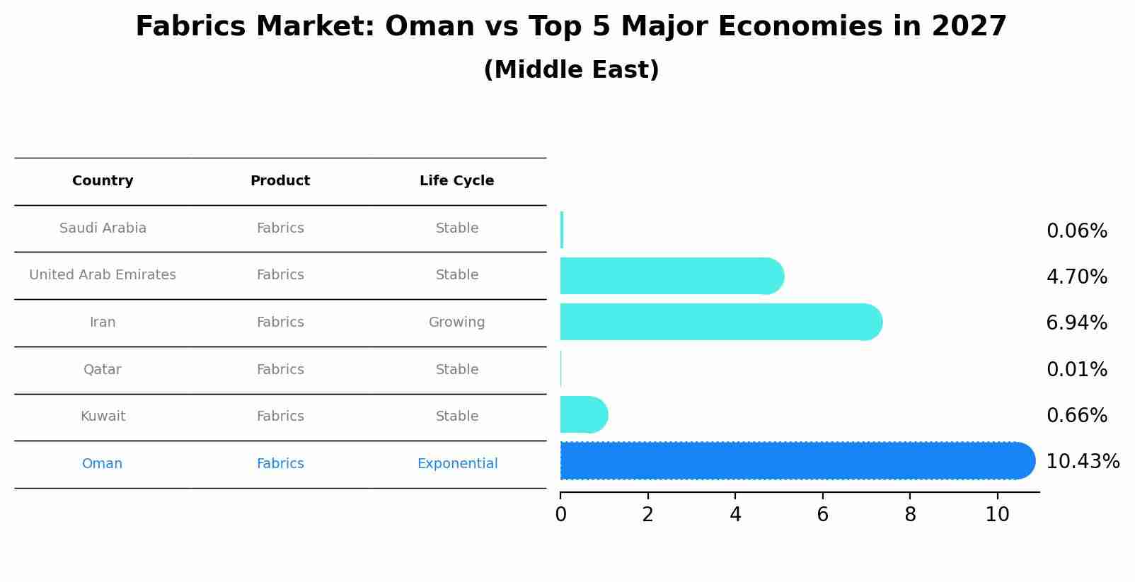 Fabrics Market: Oman vs Top 5 Major Economies in 2027 (Middle East)