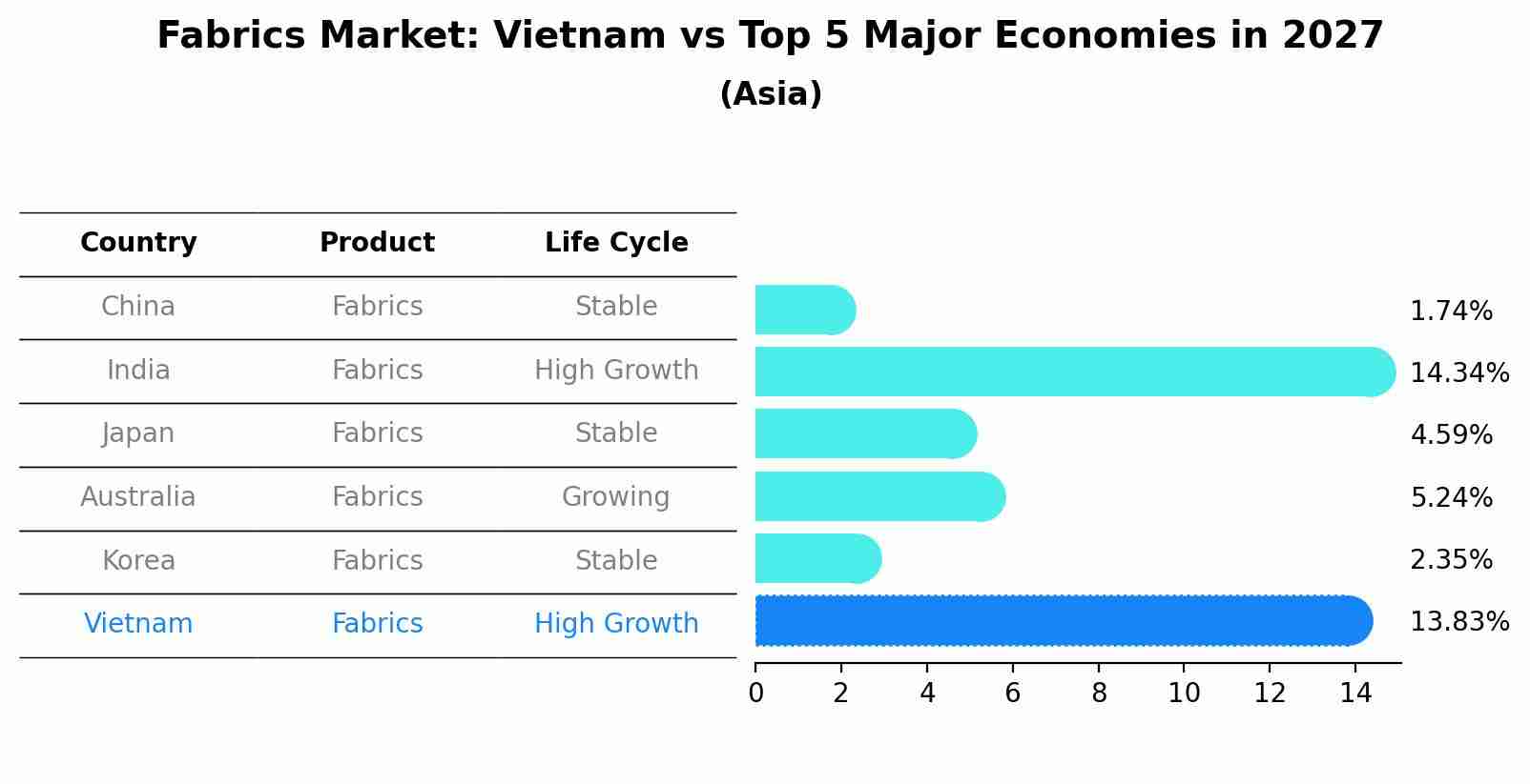 Fabrics Market: Vietnam vs Top 5 Major Economies in 2027 (Asia)