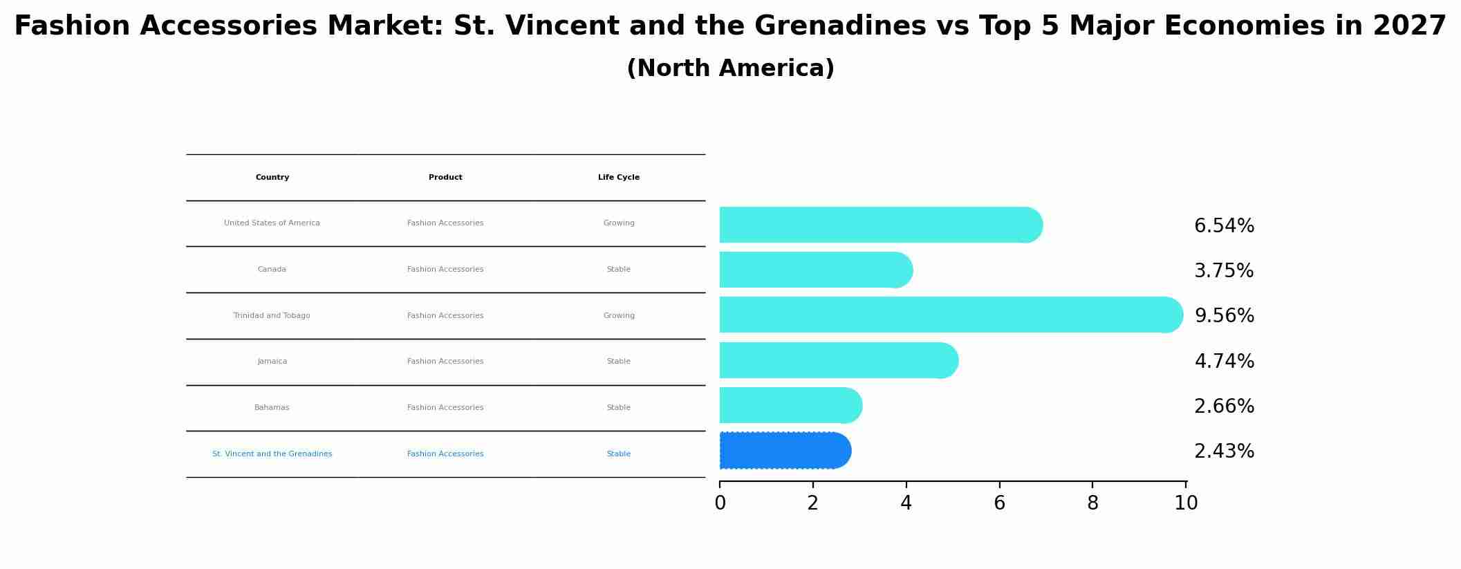 Fashion Accessories Market: St. Vincent and the Grenadines vs Top 5 Major Economies in 2027 (North America)