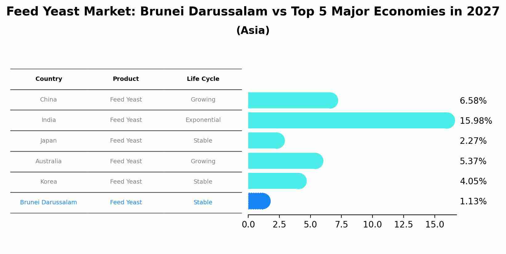 Feed Yeast Market: Brunei Darussalam vs Top 5 Major Economies in 2027 (Asia)