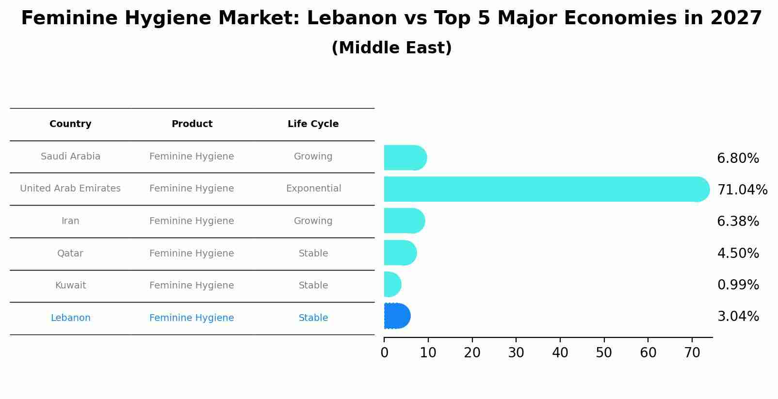 Feminine Hygiene Market: Lebanon vs Top 5 Major Economies in 2027 (Middle East)