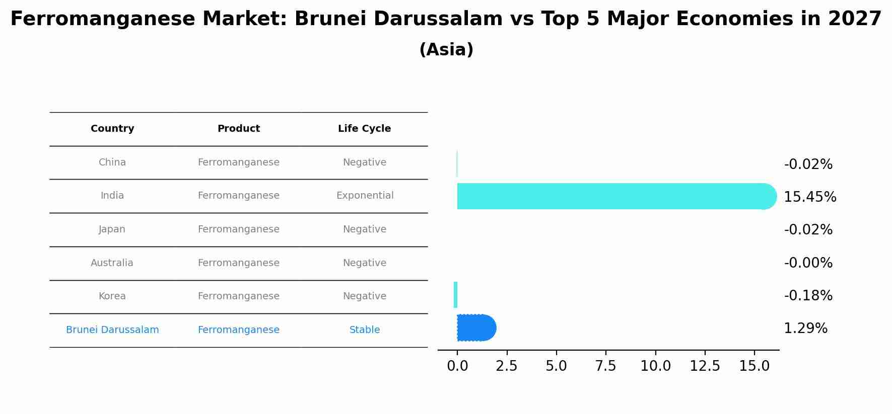Ferromanganese Market: Brunei Darussalam vs Top 5 Major Economies in 2027 (Asia)