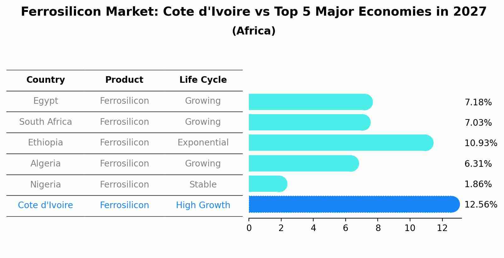 Ferrosilicon Market: Cote d'Ivoire vs Top 5 Major Economies in 2027 (Africa)
