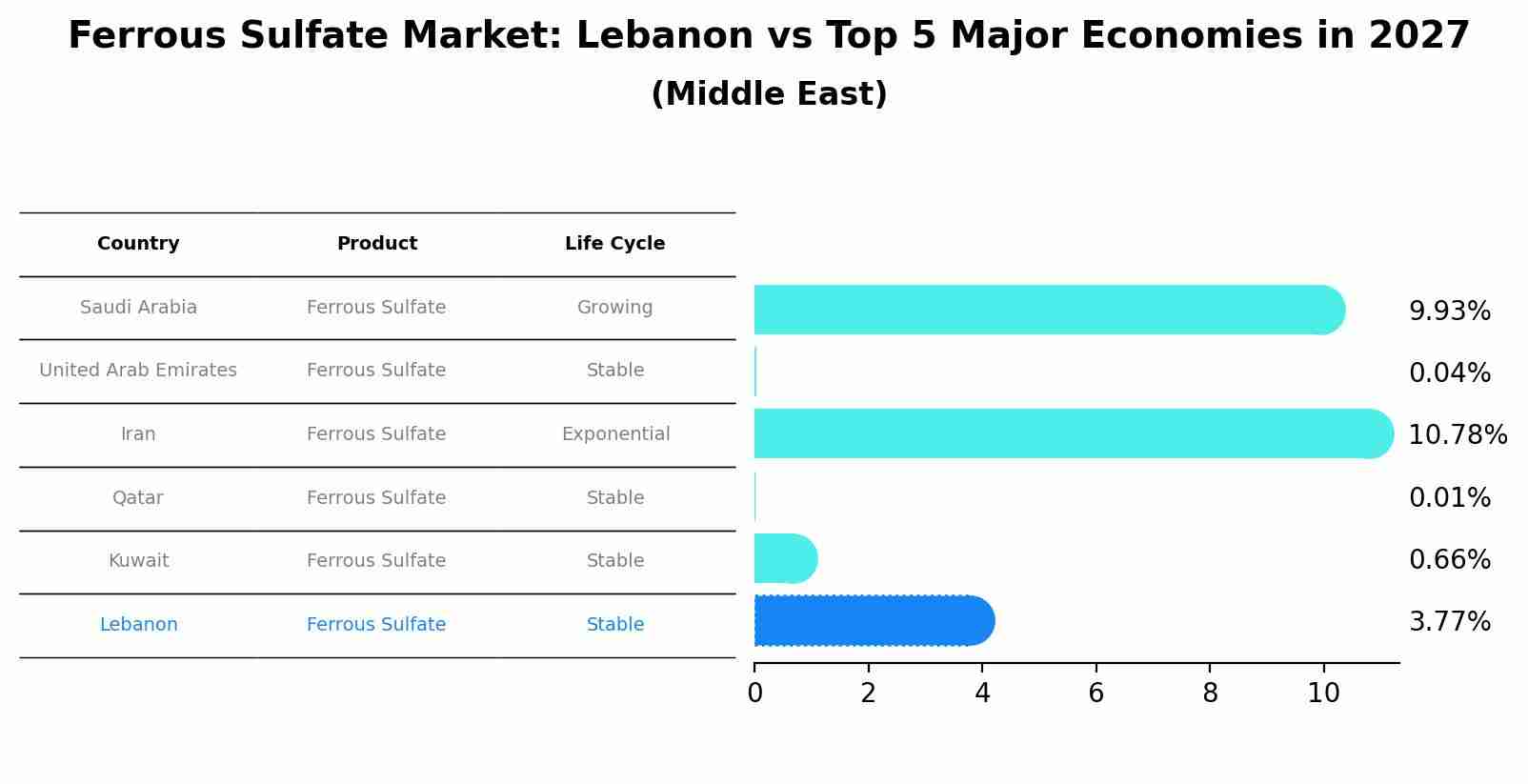 Ferrous Sulfate Market: Lebanon vs Top 5 Major Economies in 2027 (Middle East)