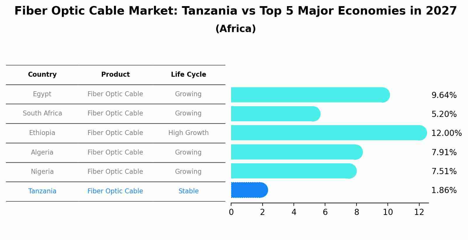 Fiber Optic Cable Market: Tanzania vs Top 5 Major Economies in 2027 (Africa)