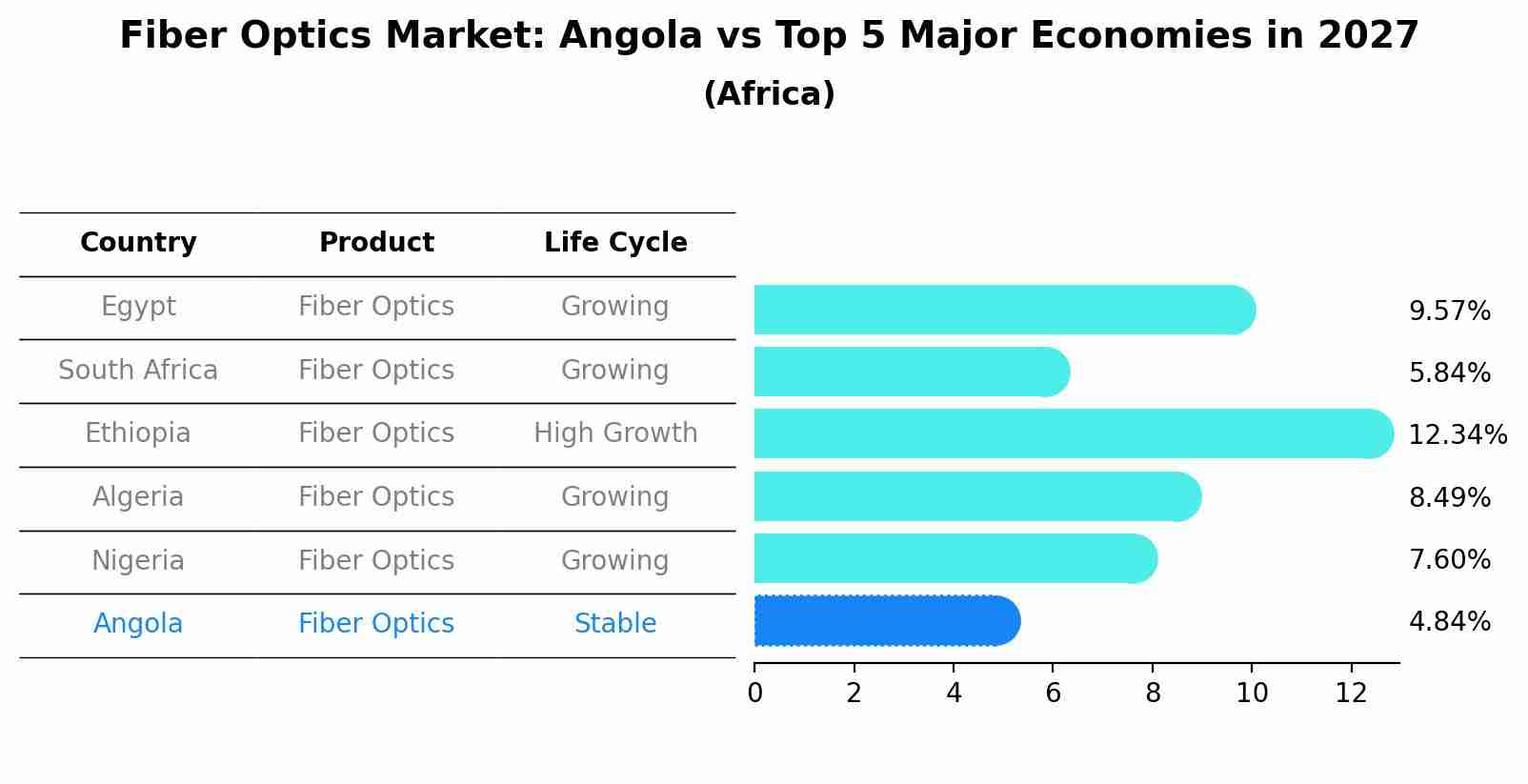 Fiber Optics Market: Angola vs Top 5 Major Economies in 2027 (Africa)