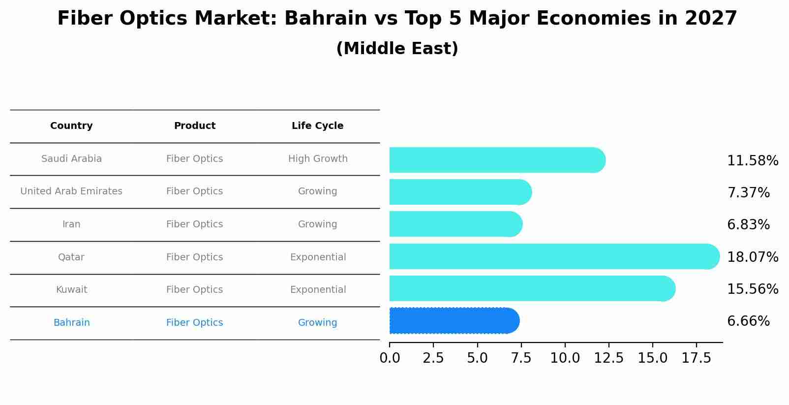 Fiber Optics Market: Bahrain vs Top 5 Major Economies in 2027 (Middle East)