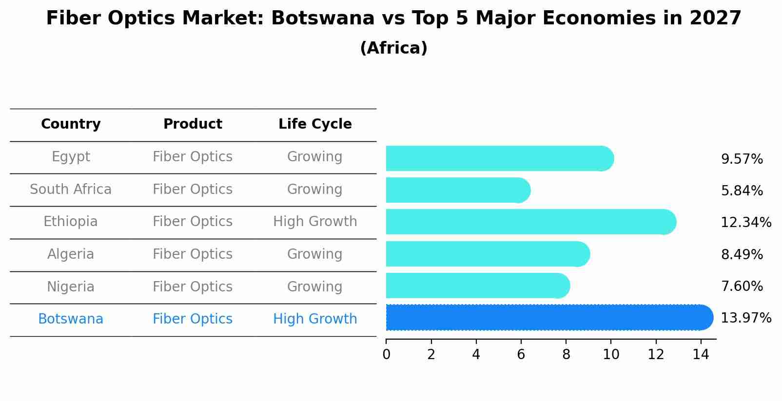 Fiber Optics Market: Botswana vs Top 5 Major Economies in 2027 (Africa)