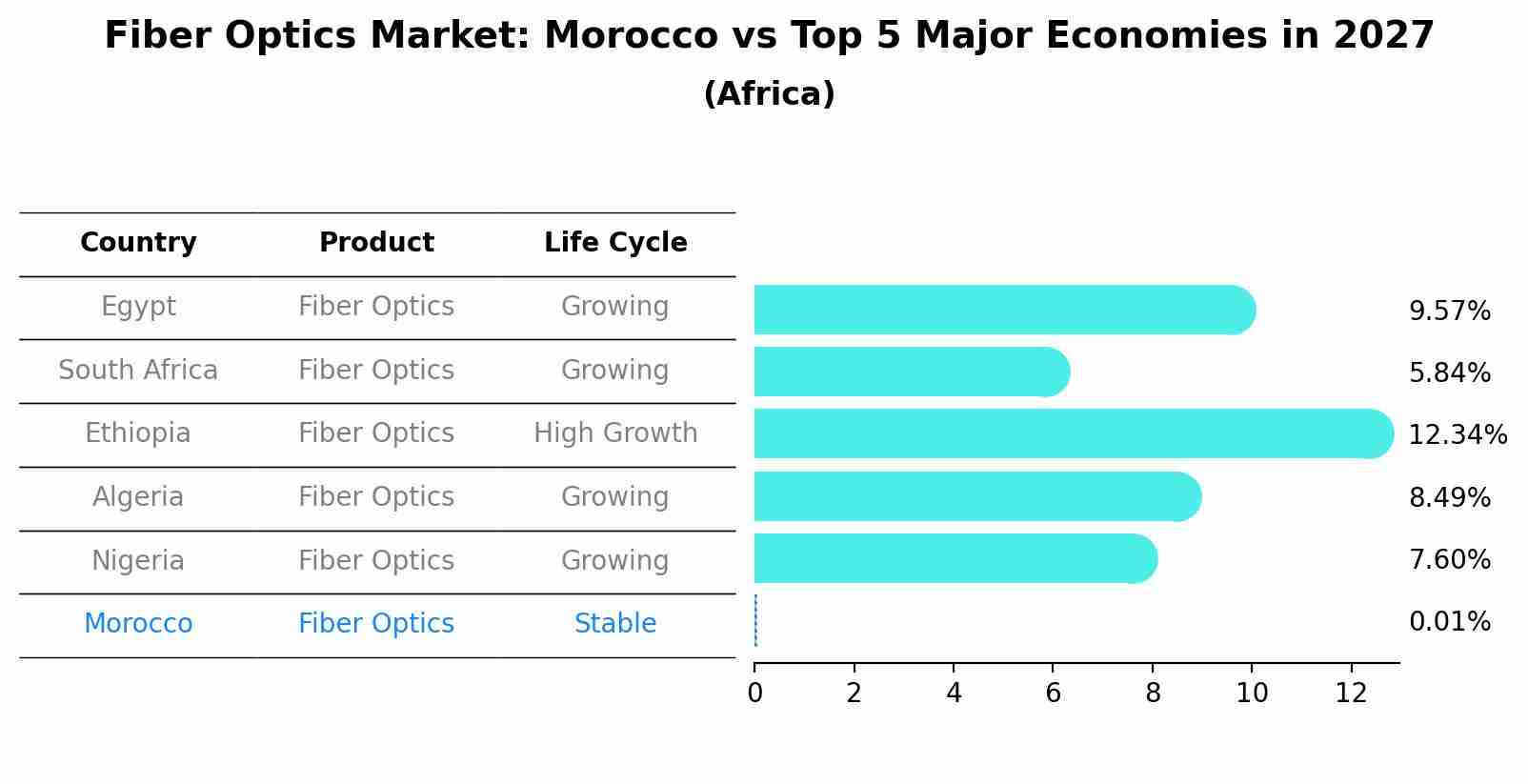 Fiber Optics Market: Morocco vs Top 5 Major Economies in 2027 (Africa)