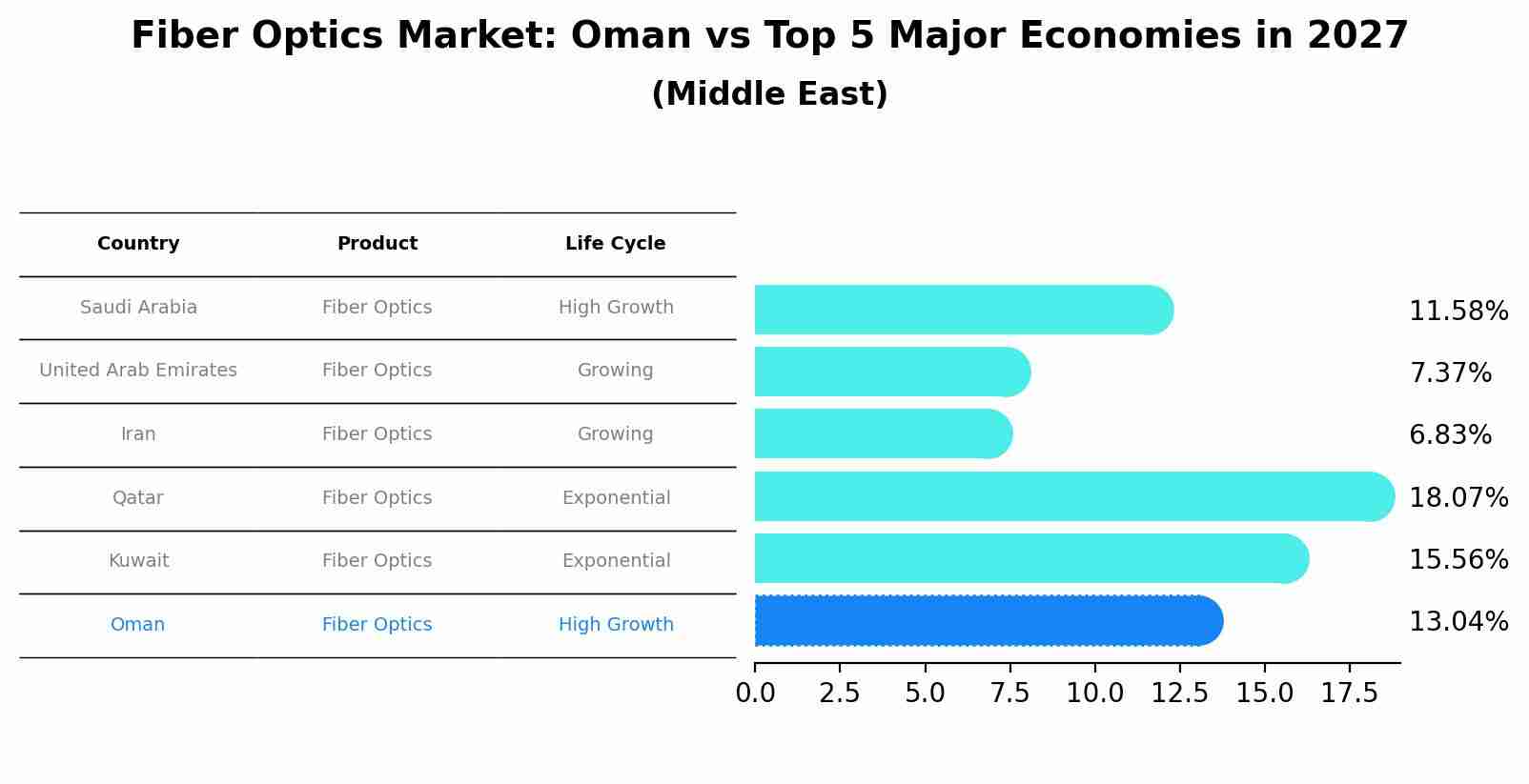 Fiber Optics Market: Oman vs Top 5 Major Economies in 2027 (Middle East)