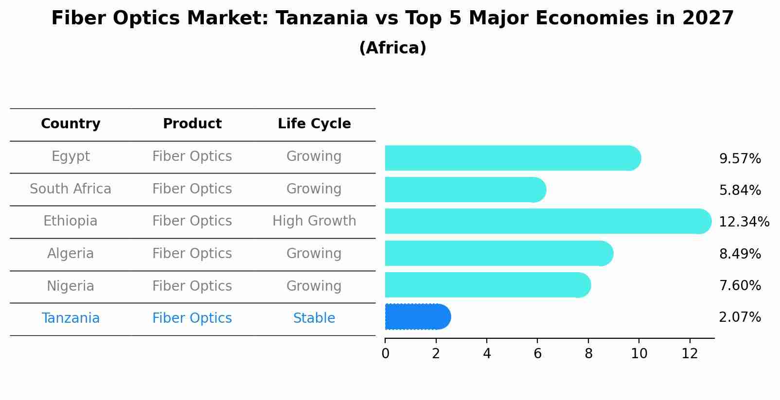 Fiber Optics Market: Tanzania vs Top 5 Major Economies in 2027 (Africa)