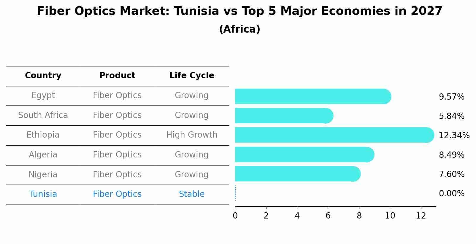 Fiber Optics Market: Tunisia vs Top 5 Major Economies in 2027 (Africa)