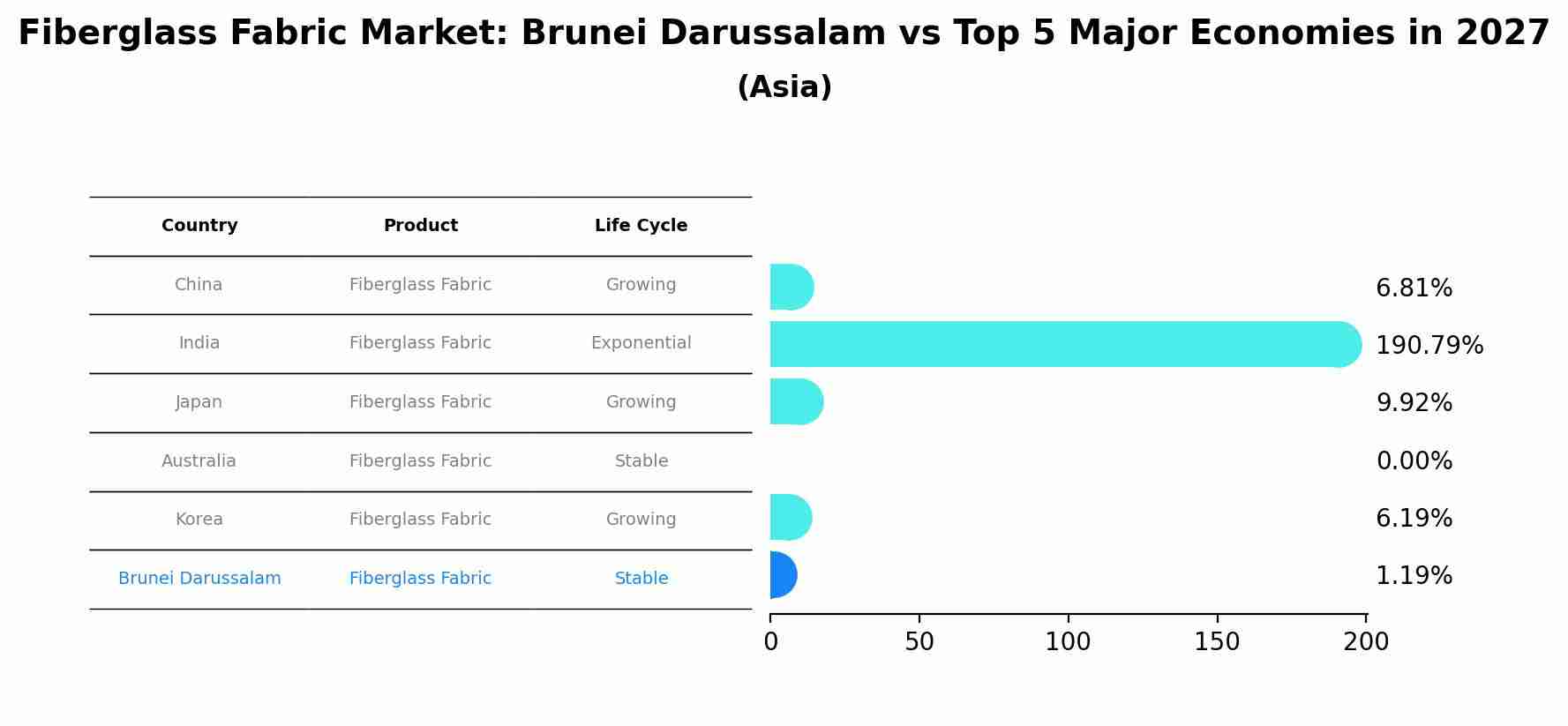 Fiberglass Fabric Market: Brunei Darussalam vs Top 5 Major Economies in 2027 (Asia)