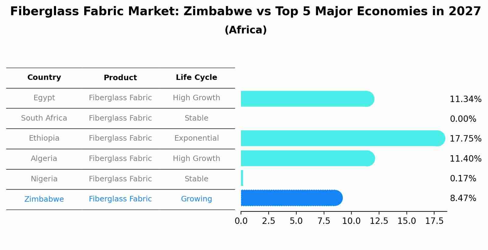 Fiberglass Fabric Market: Zimbabwe vs Top 5 Major Economies in 2027 (Africa)