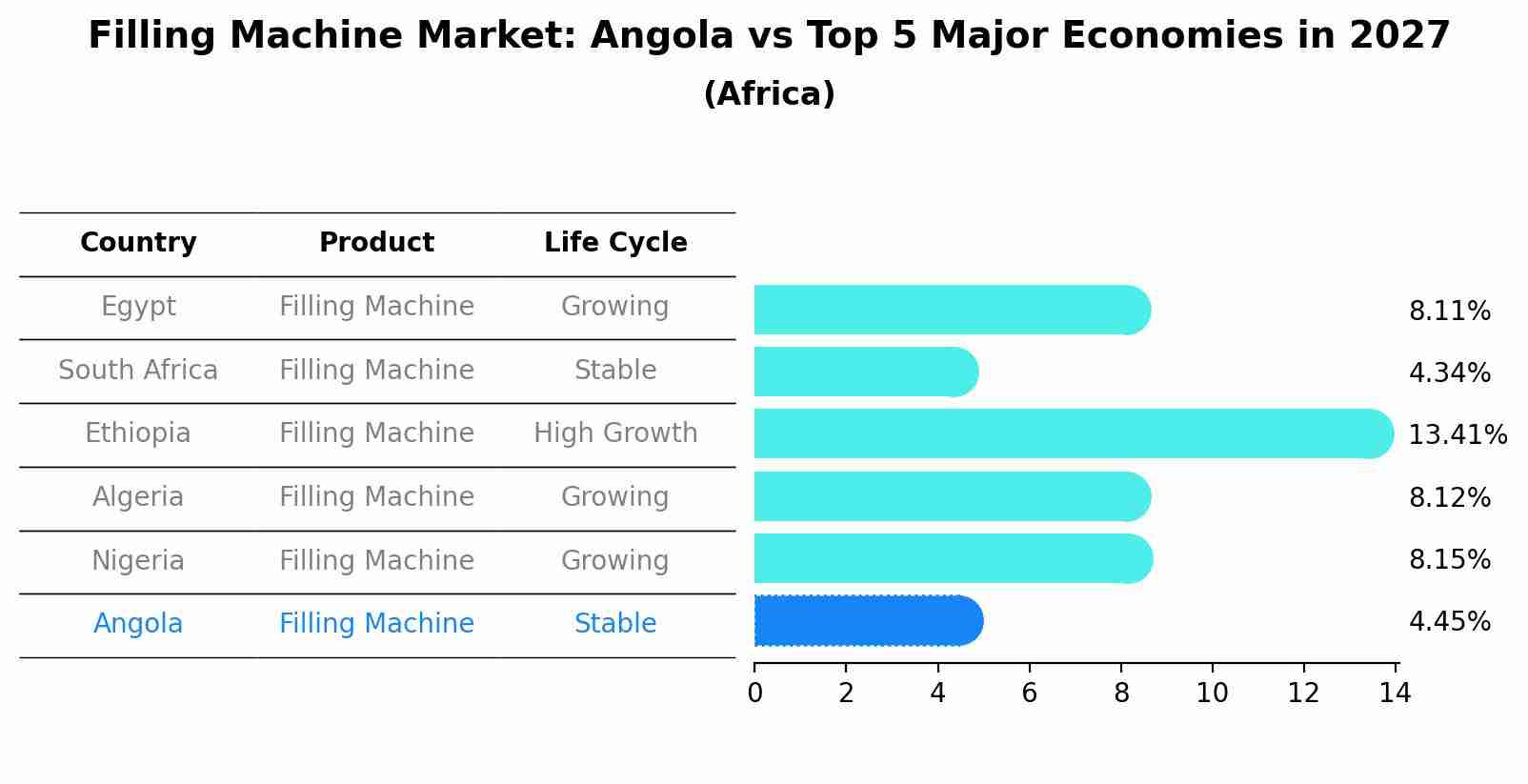 Filling Machine Market: Angola vs Top 5 Major Economies in 2027 (Africa)