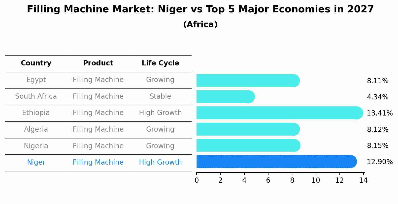 Filling Machine Market: Niger vs Top 5 Major Economies in 2027 (Africa)