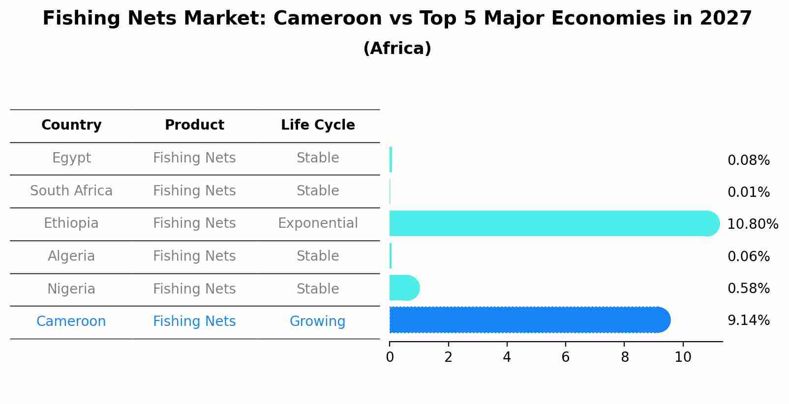 Fishing Nets Market: Cameroon vs Top 5 Major Economies in 2027 (Africa)